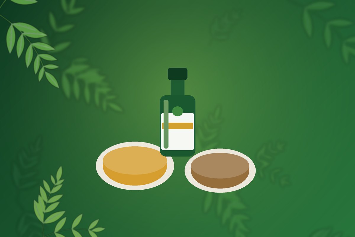 Ayurvedic herbs, churna bowls and a herbal tonic prepared by Garveish Herbaceuticals